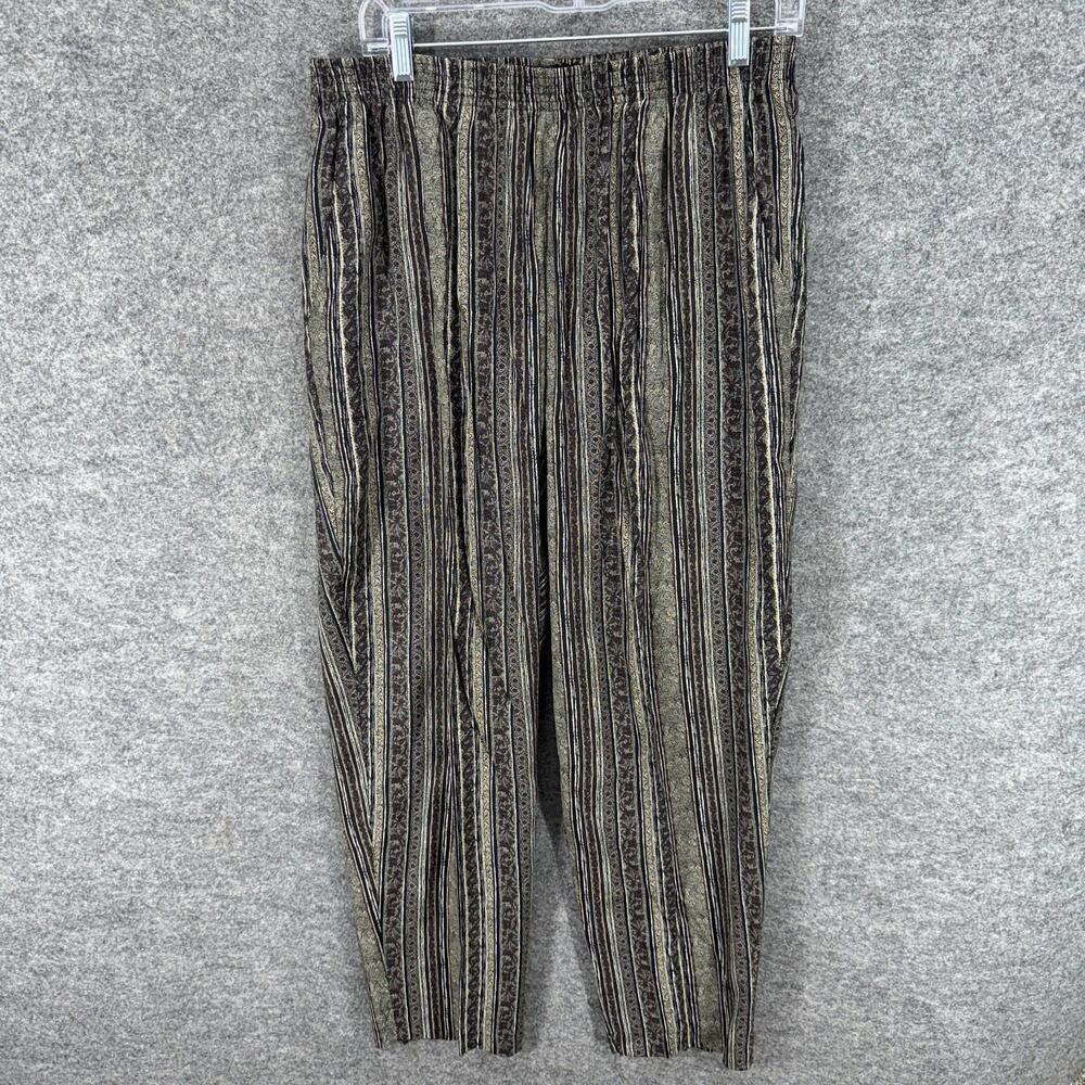 Briggs New York Pants Women 1X Plus Gray Striped High Rise Chino Flat Front